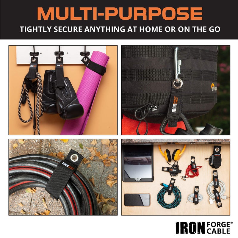 Iron Forge Cable Extension Cord Wrap Organizer, 12 Piece Multi-Pack - 3 Pieces of Small, Medium, Large, and XL Hook and Loop Hanger Wraps Up to 50 lbs - Image 5